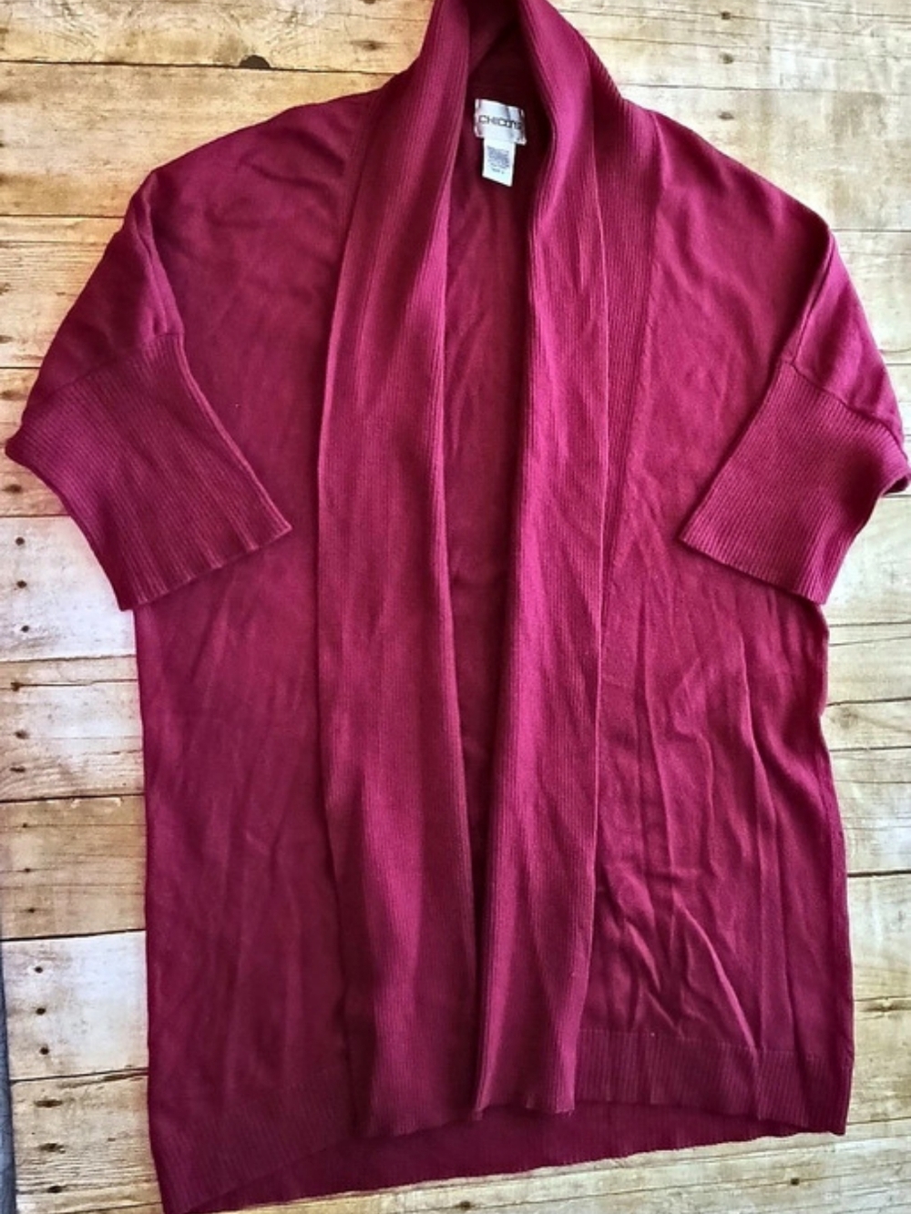 Chico's Open Front Short Sleeve Shrug in Deep Pink